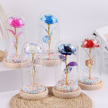 ВЕЧНАЯ РОЗА В СТЕКЛЕ, ПОДАРОК ​​НА ДЕНЬ БАБУШКЕ И ДЕДУШКЕ, ПОДСВЕТКА СВЕТОДИОДНАЯ