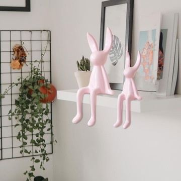 2 sztuki ceramiczne siedzące dekoracje figurki półka ozdoba abstrakcyjne zwierzę różowy