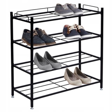 PÓŁKA STOJAK REGAŁ SZAFKA NA BUTY OBUWIE METALOWY CZARNY 4 PÓŁKI ORGANIZER