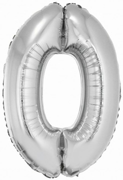 Duży Balon Foliowy Srebrny Cyfra 0 Urodziny 76cm