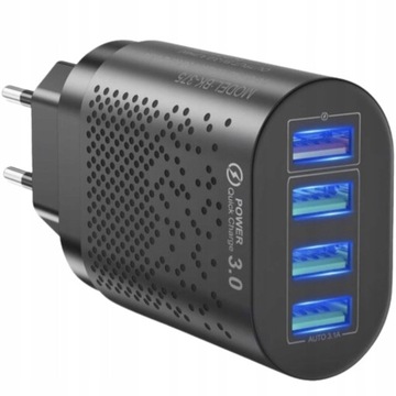 БЫСТРОЕ СЕТЕВОЕ ЗАРЯДНОЕ УСТРОЙСТВО 4X USB QC 3.0 КАБЕЛЬ 3в1