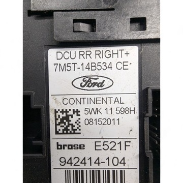FORD KUGA MK1 MOTOREK OKNO PRAVÝ ZADNÍ 7M5T-14B534-CE