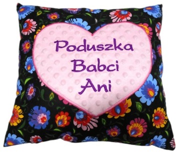 Dzien Babci poduszka prezent HAFT imię folk kwiaty