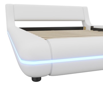 Двуспальная кровать с мягкой обивкой, размеры 140*200см, ПУ LED, с белым пультом дистанционного управления.