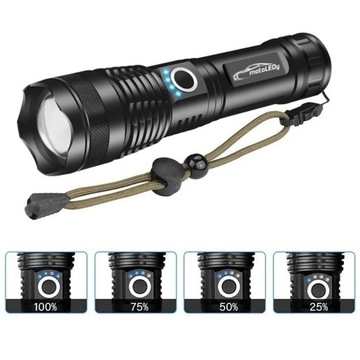 Mocna latarka taktyczna LED 10000lm 600m USB C