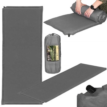 САМОНАДУВАЮЩИЙСЯ КОВрик МАТРАС 180х50см МЯГКИЙ СЕРЫЙ ТОЛСТЫЙ С НАМАТРАСНИКОМ