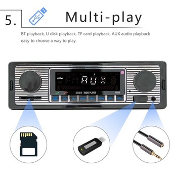АВТОМОБИЛЬНОЕ РАДИО В СТИЛЕ РЕТРО BLUETOOTH USB МИКРОФОН