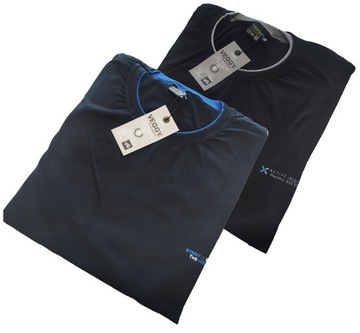 9XL Duża Koszulka 100% Bawełny Zestaw 2 sztuki Czarny /Granatowy