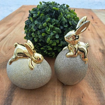 Пасхальная фигурка зайца, золотое пасхальное яйцо, орнамент, украшение