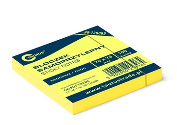 Karteczki samoprzylepne 76x76mm 100szt żółte neon