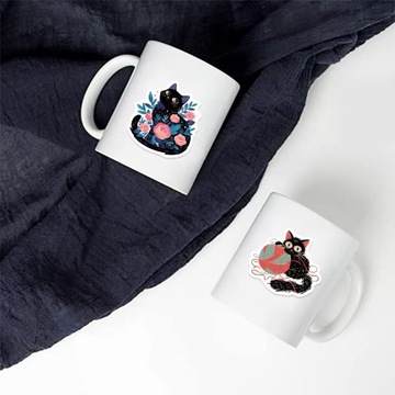 Наклейки с черным котом, 50 штук крутых наклеек с животными для детей, мальчиков, девочек и студентов.