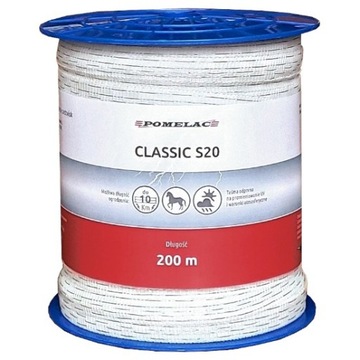 TAŚMA PASTUCH POMELAC CLASSIC S20/200 MOCNA BIAŁA