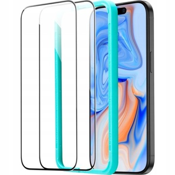 2X SZKŁO HARTOWANE 9H IPHONE 15 SZYBKA CZARNA WYPROFILOWANE RAMKA