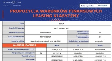 Opel 2025 Opel Grandland Opel Grandland 73kWh rata ok 699zl netto Elektryczny 213KM