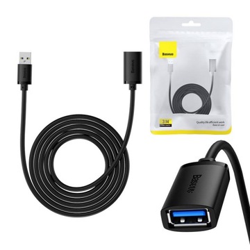 BASEUS PRZEDŁUŻACZ PRZEJŚCIÓWKA KABEL USB 3.0 MĘŚKI DO ŻEŃSKI 5Gbps 3M