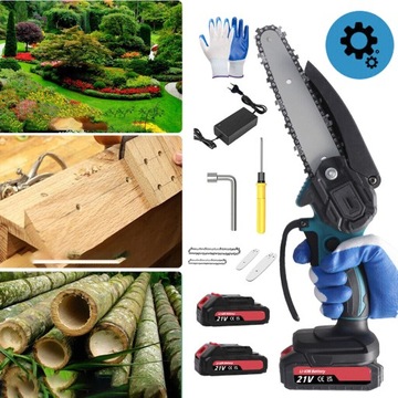 АККУМУЛЯТОРНАЯ ЦЕПНАЯ ПИЛА 4+6 ДЮЙМОВ МОЩНАЯ РУЧНАЯ ПИЛА-ОТВЕТВИТЕЛЬ 2x АККУМУЛЯТОРНАЯ ПИЛА