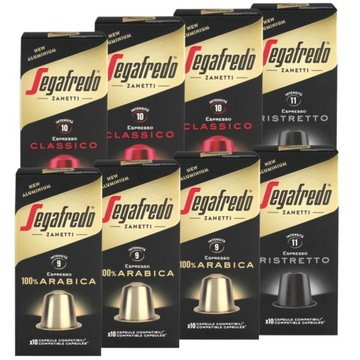 Kapsułki aluminiowe Segafredo kompatybilne z Nespresso 3 smaki 80 sztuk