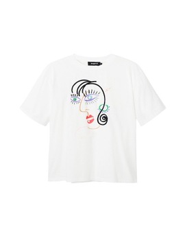 Desigual T-Shirt Face 23SWTKBU Biały Regular Fit