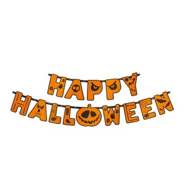 Baner Happy Halloween z dynią pomarańczowy