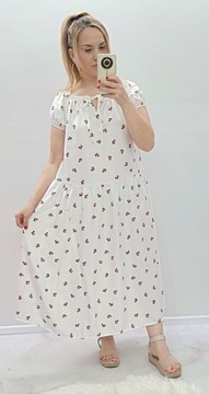 Biała sukienka w wisienki cherry