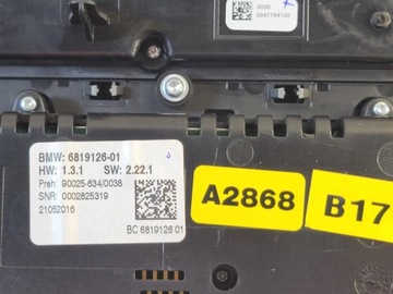 BMW 5 F10 F11 2012 PANEL KLIMATIZACE