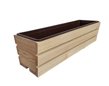 SKRZYNKA DONICZKA BALKONOWA DREWNIANA Z WKŁADEM 60CM