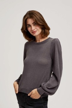 Sweter z bufiastymi rękawami i metaliczną nitką XL od MOODO