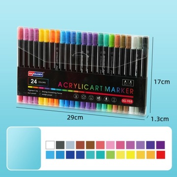 Mazaki Markery Długopisy Akrylowe Pisaki Dwustronne 24 Kolor