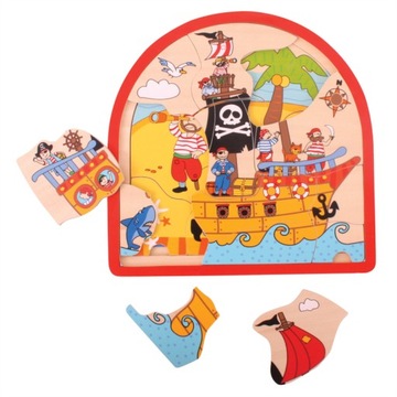 PUZZLE układanka STATEK piracki 3 OBRAZKI 26 el BJ