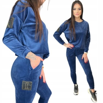 ВЕЛЮРОВЫЙ СПОРТИВНЫЙ КОСТЮМ С ЛОГОТИПОМ DS77 ТЕМНО-СИНИЙ R.M.