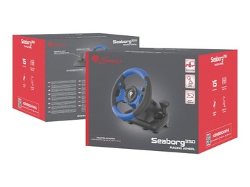 Kierownica Do Gry Genesis Seaborg 350 niebiesko-czarnaPV koło wyścigowe