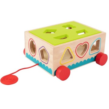 TOOKY TOY DREWNIANY SORTER WÓZEK KLOCKI 16 EL.