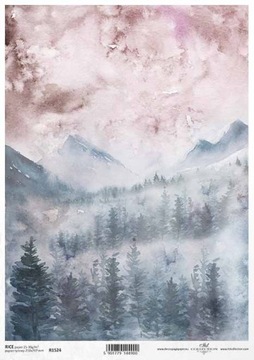 ITD Collection - Decoupage Papier RYŻOWY R1524 - WIDOK GÓRY las - A4