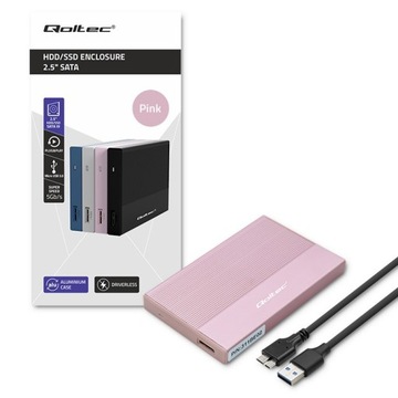 Корпус SSD HDD 2,5 дюйма SATA USB 3.0 5 Гбит/с до 2 ТБ Розовый