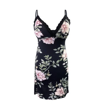 CZARNA KOSZULA DO SPANIA DAMSKA NA RAMIĄCZKA S-M