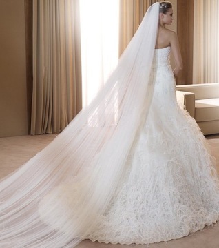 Welon DŁUGI 280cm KATEDRALNY ślubny IVORY - JAKOŚĆ