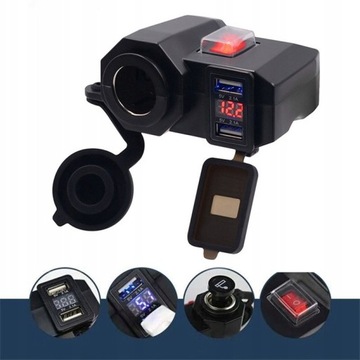 GNIAZDO MOTOCYKLOWE ŁADOWARKA 2x USB WOLTOMIERZ