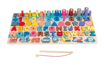 ЗАГАДКА ДЛЯ ТРЕНИРОВКИ МОЗГА МОНТЕССОРИ РЫБЫ ЦИФРЫ БУКВЫ