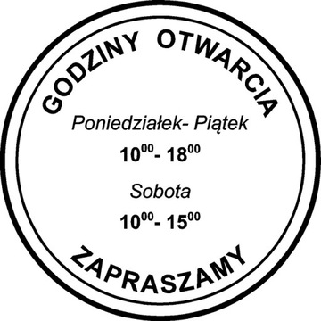 Naklejka Na Szybę Godziny Otwarcia Lokalu