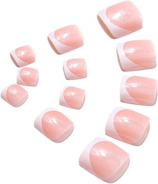 НАСКОРСТВЕННЫЕ НОГТИ НАПИСЫ ДЛЯ НОГ С СЕРЕБРЯНЫМИ БЛЕСКАМИ ФРАНЦУЗСКИЙ САМОКЛЕЯЩИЙСЯ 24 ШТ.