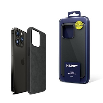 Czarne stylowe etui futerał na tył iPhone 15 Pro 3mk HARDY MagFabric Case