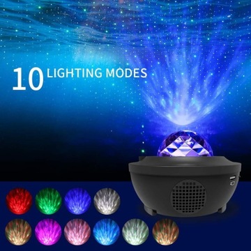 LAMPKA PROJEKTOR GWIAZD LED BLUETOOTH USB BIAŁY
