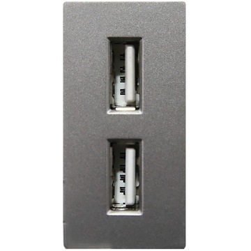 Moduł Podwójne Gniazdo Ładowarka USB Typ A+A 2.4A Szara do Ramek MIUUN