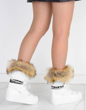 БЕЛЫЕ СНЕЖНЫЕ БОТИНКИ С МЕХОВЫМ УТЕПЛИТЕЛЕМ ЗИМНИЕ БОТИНКИ 36