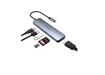 ADAPTER USB C 6 W 1 (ETHERNET, USB 2.0, 5 GB/S USB 3.0, CZYTNIK SD/TF)