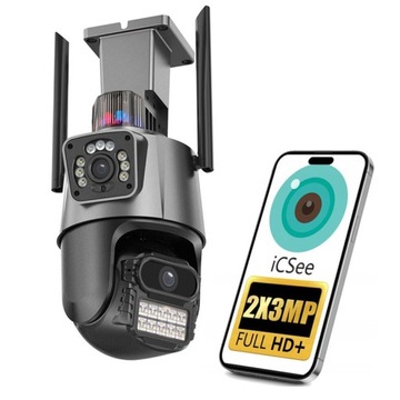 НАРУЖНАЯ ПОВОРОТНАЯ IP WIFI FULL HD КАМЕРА 2В1 ДЛЯ МОНИТОРИНГА 2x 3MPX