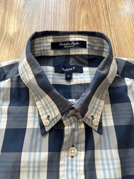 GANT PORTOFINO POPLIN REGULAR FIT męska koszula w kratkę krótki rękaw r. XL