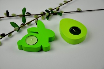 Свеча цвета яйца Деревянный подсвечник