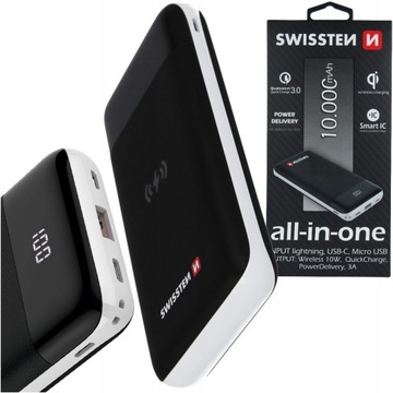 SWISSTEN Powerbank ИНДУКТИВНАЯ ЗАРЯДКА 10000 мАч