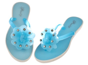 KLAPKI JAPONKI NIEBIESKIE MELISKI KWIAT 6235 r. 37